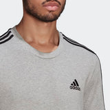 Adidas Mens Essentials 3-Stripes T-Shirt - Grey