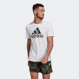 Adidas Mens Essentials Camouflage Print T-Shirt - White/Legacy Green
