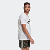 Adidas Mens Essentials Camouflage Print T-Shirt - White/Legacy Green