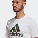 Adidas Mens Essentials Camouflage Print T-Shirt - White/Legacy Green