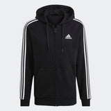 Adidas Mens 3-Stripes Full-Zip Hoodie - Black