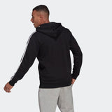 Adidas Mens 3-Stripes Full-Zip Hoodie - Black