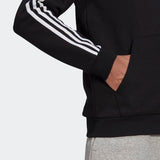 Adidas Mens 3-Stripes Full-Zip Hoodie - Black