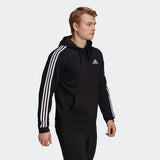 Adidas Mens 3-Stripes Hoodie  - Black/White