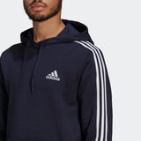 Adidas Mens Fleece Cut 3-Stripes Hoodie - Legend Ink/White