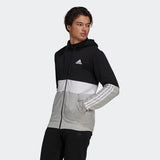 Adidas Mens Fleece Zipper Jacket - Black/White