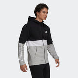 Adidas Mens Fleece Zipper Jacket - Black/White
