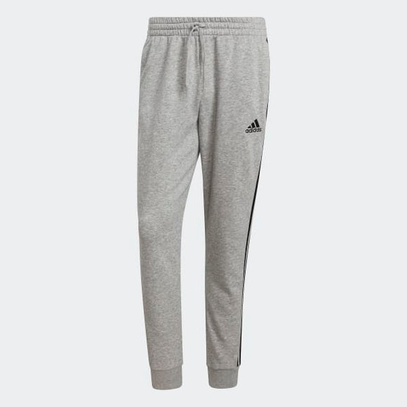 Adidas Mens Tapered Cuff 3-Stripes Track Pants - Medium Grey Heather/Black