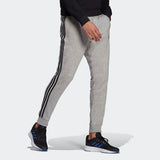 Adidas Mens Tapered Cuff 3-Stripes Track Pants - Medium Grey Heather/Black