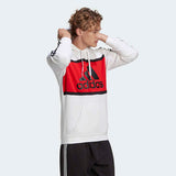 Adidas Mens Essentials Logo Colorblock Hoodie - White