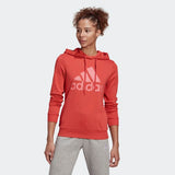 Adidas Womens Big Logo Ft Hoodie  - Crew Red / Hazy Rose