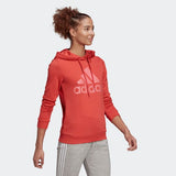 Adidas Womens Big Logo Ft Hoodie  - Crew Red / Hazy Rose