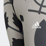 Adidas Girls 3 Stripes All-Over Print Tights - Charcoal Grey/Carbon/Black/White