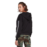 Adidas Womens Cut 3-Stripes Full-Zip Hoodie - Black