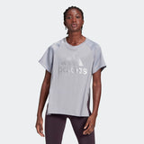 Adidas Womens Glam On Aeroready Tee - Glory Grey