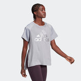 Adidas Womens Glam On Aeroready Tee - Glory Grey