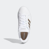 Adidas Womens Grand Court Base Casual Shoes - Cloud White/Platinum Metallic