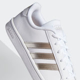 Adidas Womens Grand Court Base Casual Shoes - Cloud White/Platinum Metallic