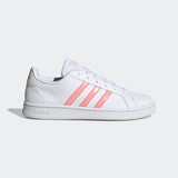 Adidas Womens  Grand Court Base  Lifestyle Shoe - Cloud White / Glow Pink / Cloud White