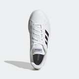 Adidas Womens Grand Court Base  Casual Shoe - Cloud White/Noble Purple/Dove Grey