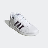 Adidas Womens Grand Court Base  Casual Shoe - Cloud White/Noble Purple/Dove Grey