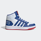Adidas Kids Hoops 2.0 Mid Junior Basketball Shoes - Cloud White / Royal Blue / Core Black