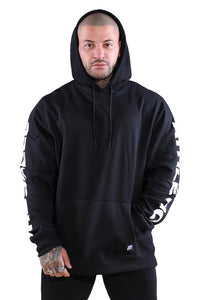 Russell Athletic Mens Sleeve Print Hoodie - Black