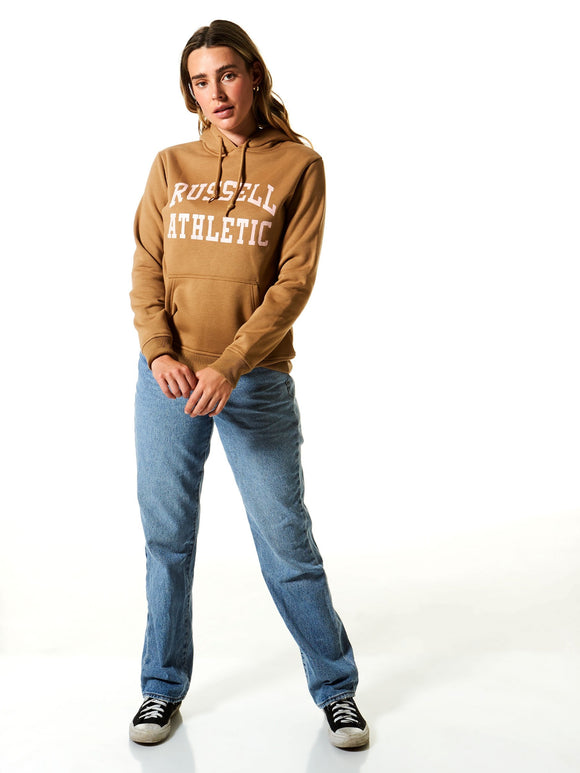 Russel Womens Arch Logo Hoodie  - Hazelnut