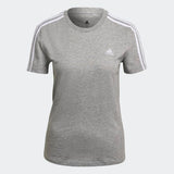 Adidas Womens Three Stripes T Shirt  - Medium Grey Heather/White