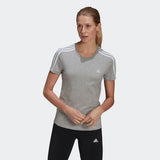 Adidas Womens Three Stripes T Shirt  - Medium Grey Heather/White