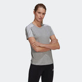 Adidas Womens Three Stripes T Shirt  - Medium Grey Heather/White