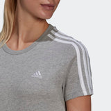 Adidas Womens Three Stripes T Shirt  - Medium Grey Heather/White