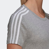 Adidas Womens Three Stripes T Shirt  - Medium Grey Heather/White