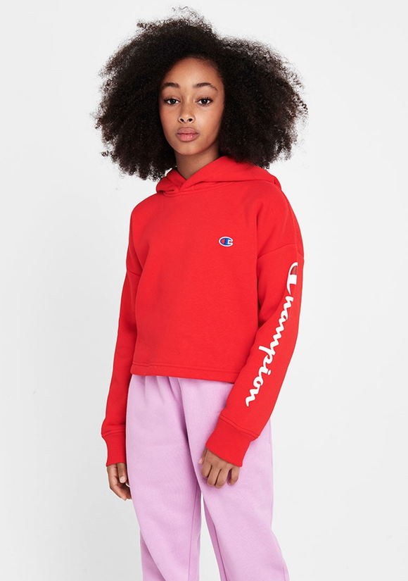 Champion Kids Sps Graphic Crop Hoodie - Vermillion