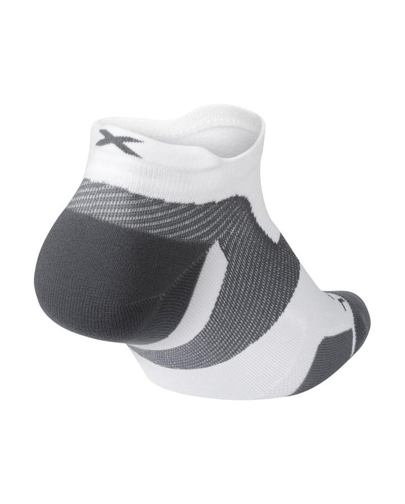 2Xu Vectr Light Cushion No Show Compression Sock - White/Grey