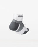 2Xu Vectr Cushion Ankle 1/4 Crew Compression Sock - White/Grey