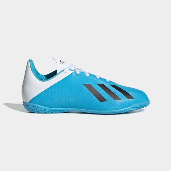 Adidas Juniors  X 19.4 Indoor Football Boots - Bright Cyan / Core Black / Shock Pink