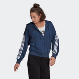 Adidas Womens 3 Stripe Full-Zip Hoodie  - Crew Navy