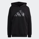 Adidas Womens Leopard-Print Oversize Hoodie - Black