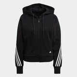 Adidas Womens Wrapped 3-Stripes Full-Zip Hoodie - Black/White