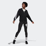 Adidas Womens Wrapped 3-Stripes Full-Zip Hoodie - Black/White