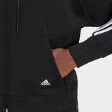 Adidas Womens Wrapped 3-Stripes Full-Zip Hoodie - Black/White
