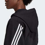 Adidas Womens Wrapped 3-Stripes Full-Zip Hoodie - Black/White