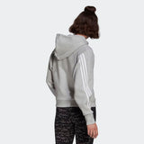 Adidas Womens Wrapped 3-Stripes Full-Zip Hoodie - Medium Grey Heather/White