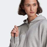 Adidas Womens Wrapped 3-Stripes Full-Zip Hoodie - Medium Grey Heather/White