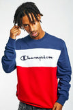 Champion Mens Euro Rochester Crew Neck Jumper - Navy/White/Red