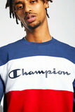 Champion Mens Euro Rochester Crew Neck Jumper - Navy/White/Red
