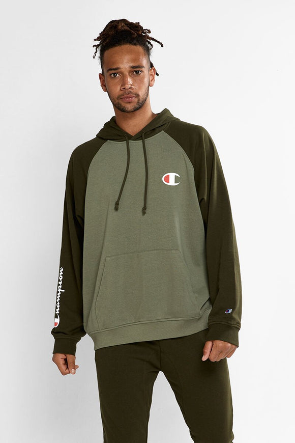 Champion Mens Lightweight Colour Block Hoodie - Khaki