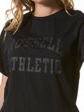 Russell Athletic Womens Arch Logo Boyfirend Tee - Black