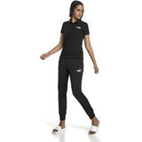 Puma Womens Essentials Cuffed Fleece Track Pants - Black